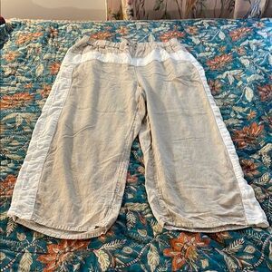 Beige Wide-Leg Pants with White Trim Anthropologie